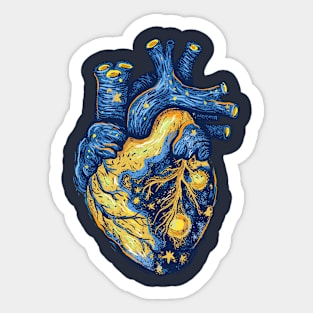 Starry Night Heart Sticker